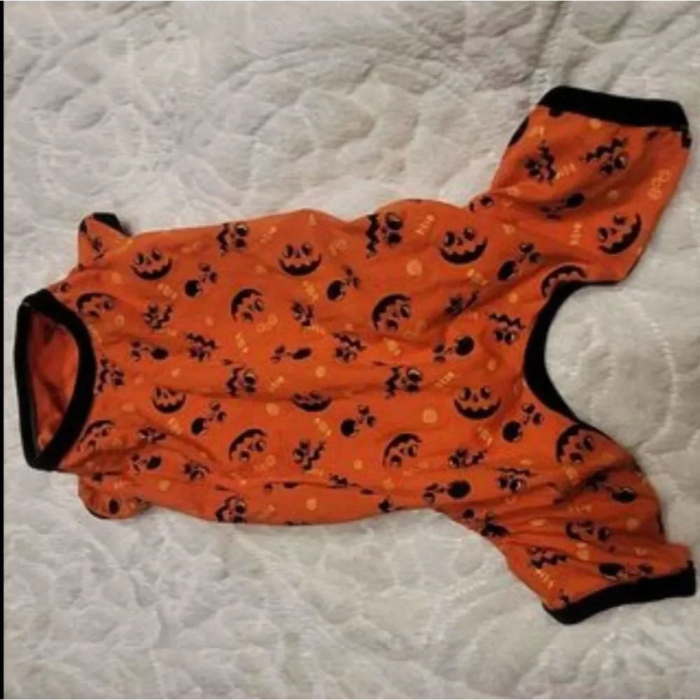 Halloween Pet Pajamas Orange Black Trim and Designs Size Small for Dog or Cat